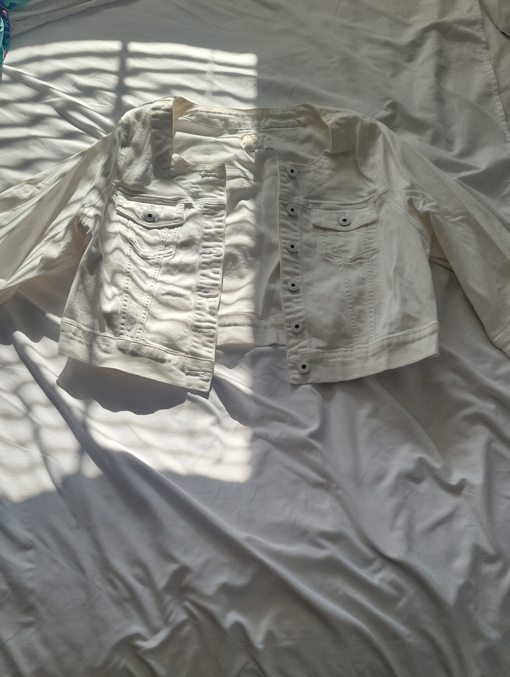 torrid White Denim Jacket with Red Accent